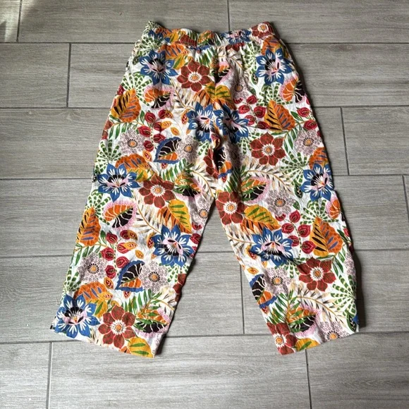 C&C California Tropical Floral Print Linen Pants Size Large - Picture 6 of 7